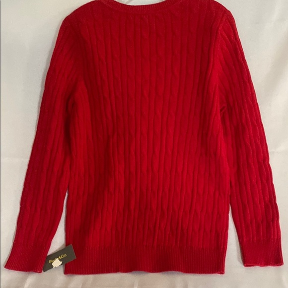 Style & Co Red V-Neck Sweater Cable Knit 100%Cotton - Picture 4 of 8